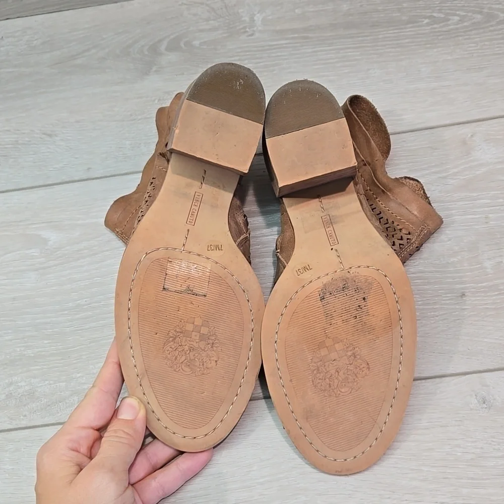 Vince Camuto Women Ankle Leather Open Toe Heels shoes sz 7M